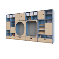 Детская стенка с местом для хранения и зонами отдыха из коллекции «НЕГА» (цвет голубой) - «globural.ru» - Чайковский