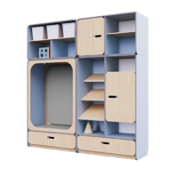 Детская стенка с местом для хранения и прямоугольной зоной отдыха из коллекции «НЕГА» (цвет голубой) - «globural.ru» - Чайковский