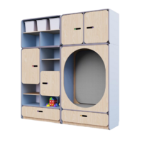 Детская стенка с местом для хранения и овальной зоной отдыха из коллекции «НЕГА» (цвет голубой) - «globural.ru» - Чайковский