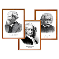 Портреты выдающихся физиков (деревянная рамка, под стеклом, комплект 8 шт.) - «globural.ru» - Чайковский