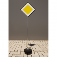 Знак дорожный "Главная дорога" 2.1 типоразмер 40 на стойке с основанием 3кг - «globural.ru» - Чайковский