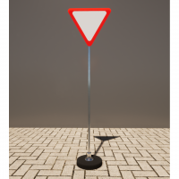 Знак дорожный "Уступите дорогу" 2.4 типоразмер 40 на стойке с основанием 3кг - «globural.ru» - Чайковский