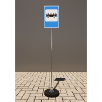 Знак дорожный "Место остановки автобуса" 5.16 типоразмер 40 на стойке с основанием 3кг - «globural.ru» - Чайковский