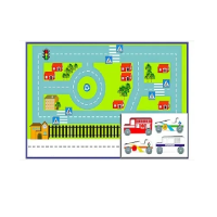 Игровой коврик "Дорожное движение - 3" с набором транспортных средств - «globural.ru» - Чайковский