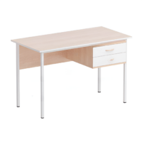 Стол преподавателя каркасный с подвесной тумбой (бук/белый) - «globural.ru» - Чайковский