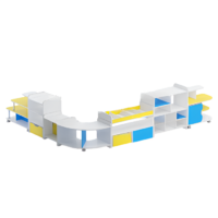 Набор стеллажей для пособий (белый/желтый/синий) - «globural.ru» - Чайковский