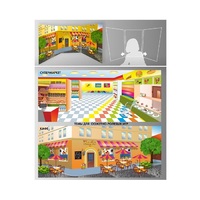 Стенд для сюжетно-ролевых игр 2-х сторонний (супермаркет, кафе) - «globural.ru» - Чайковский