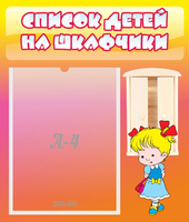 Стенд "Список детей на шкафчики" №6 - «globural.ru» - Чайковский