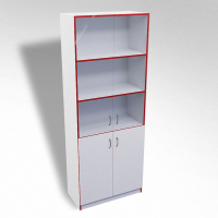 Стеллаж полуоткрытый А-310 ТР со стеклом ЛДСП  - «globural.ru» - Чайковский