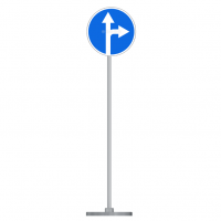 Знак дорожный " Движение прямо или направо" 4.1.4  типоразмер 40 на стойке с основанием 3кг - «globural.ru» - Чайковский