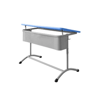 Стол ученический двухместный регулируемый по высоте с наклонной пластиковой столешницей - «globural.ru» - Чайковский