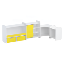 Набор стеллажей для игрушек и пособий "Росток" (белый/желтый) - «globural.ru» - Чайковский