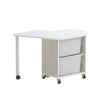 Стол детский левый Робик 002 (дуб молочный/белый) - «globural.ru» - Чайковский