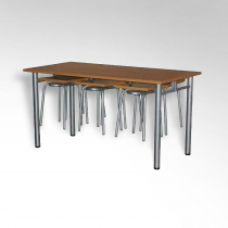 Стол обеденный 6-ти местый на металлокаркасе с навесами под табурет - «globural.ru» - Чайковский