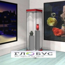 Витрина музейная квадратная с фризом с двумя пьедесталами - «globural.ru» - Чайковский