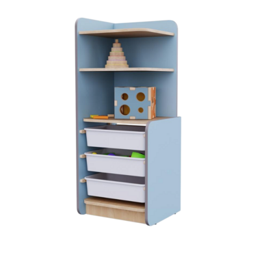 Угловой шкаф с ящиками из коллекции мебели «НЕГА» (цвет голубой) - «globural.ru» - Чайковский