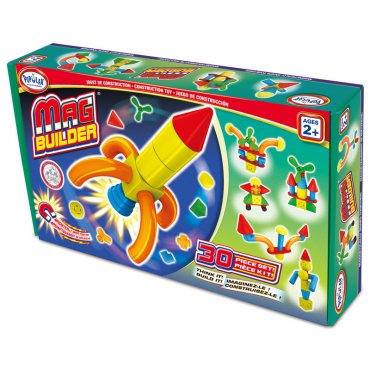 Магнитный конструктор Строитель. Базовый 30 деталей + колесная база. Стартовый набор - «globural.ru» - Чайковский