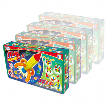 Магнитный конструктор Строитель. Базовый 30 деталей + колесная база. Комплект на группу - «globural.ru» - Чайковский