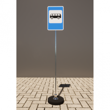 Знак дорожный "Место остановки автобуса" 5.16 типоразмер 40 на стойке с основанием 3кг - «globural.ru» - Чайковский