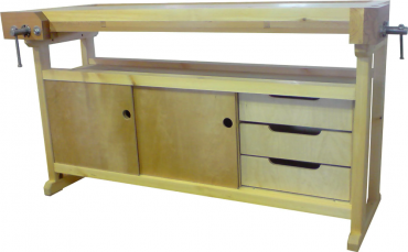 Верстак деревянный столярный Школьный (сосна) с тумбой Практик - «globural.ru» - Чайковский