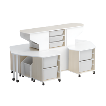 Модуль-стеллаж "Робот-Робик 002" (дуб молочный/белый) - «globural.ru» - Чайковский