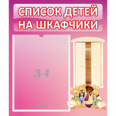 Стенд "Список детей на шкафчики" - «globural.ru» - Чайковский