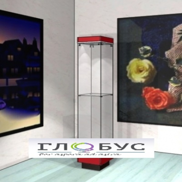 Витрина музейная стойка с фризом и дополнительной полкой - «globural.ru» - Чайковский